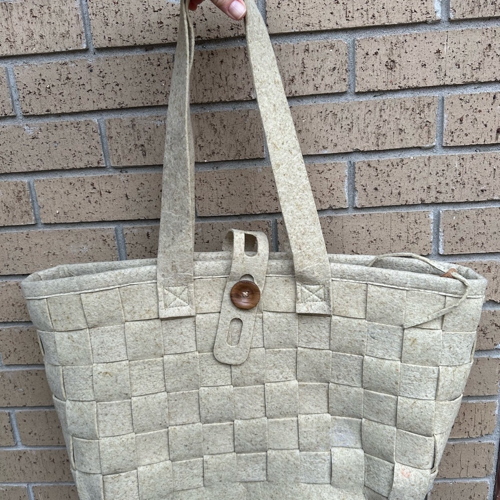 Woven Beige Tote Bag